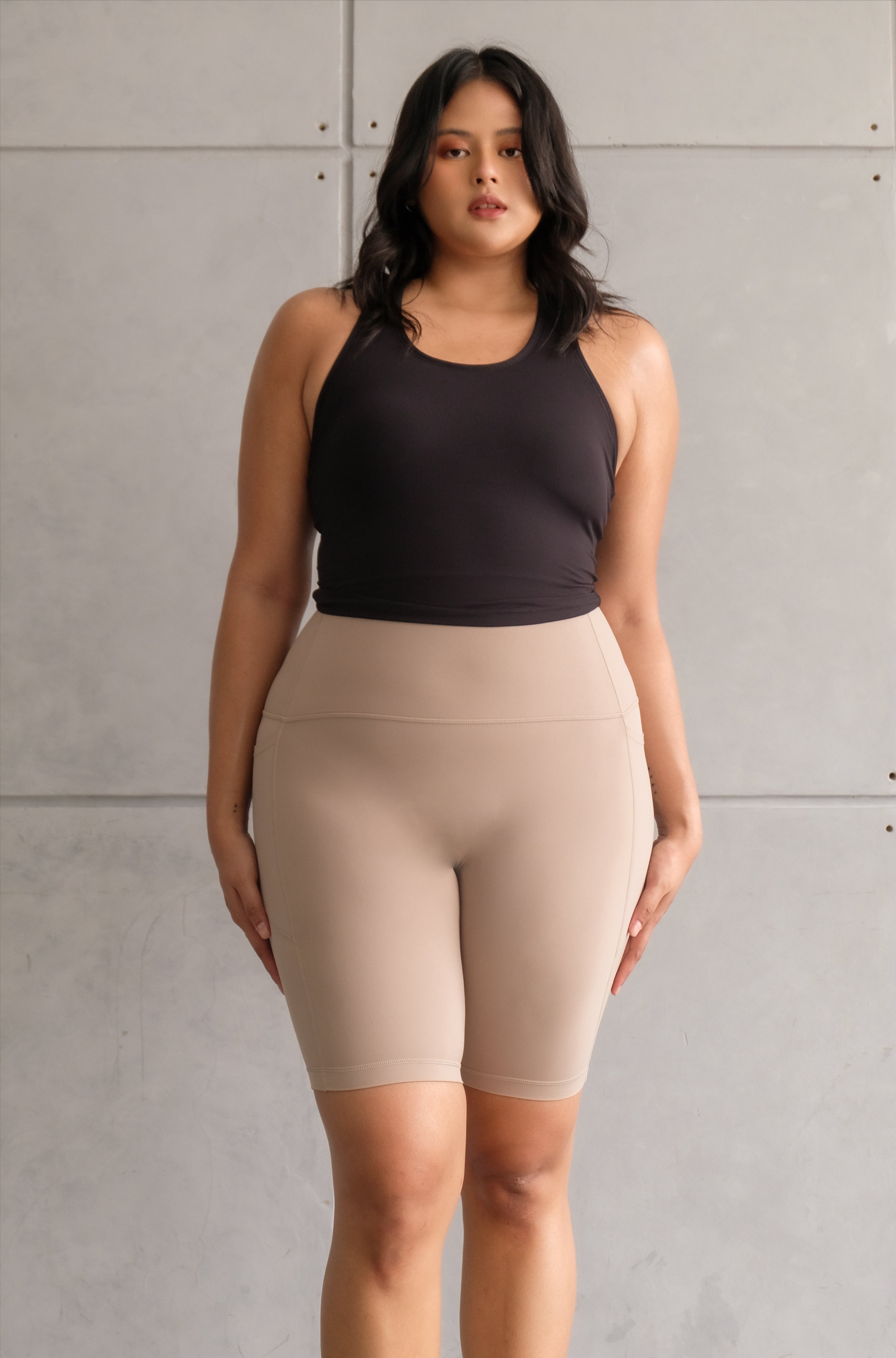 Energy Biker Shorts in Khaki (XS Left)