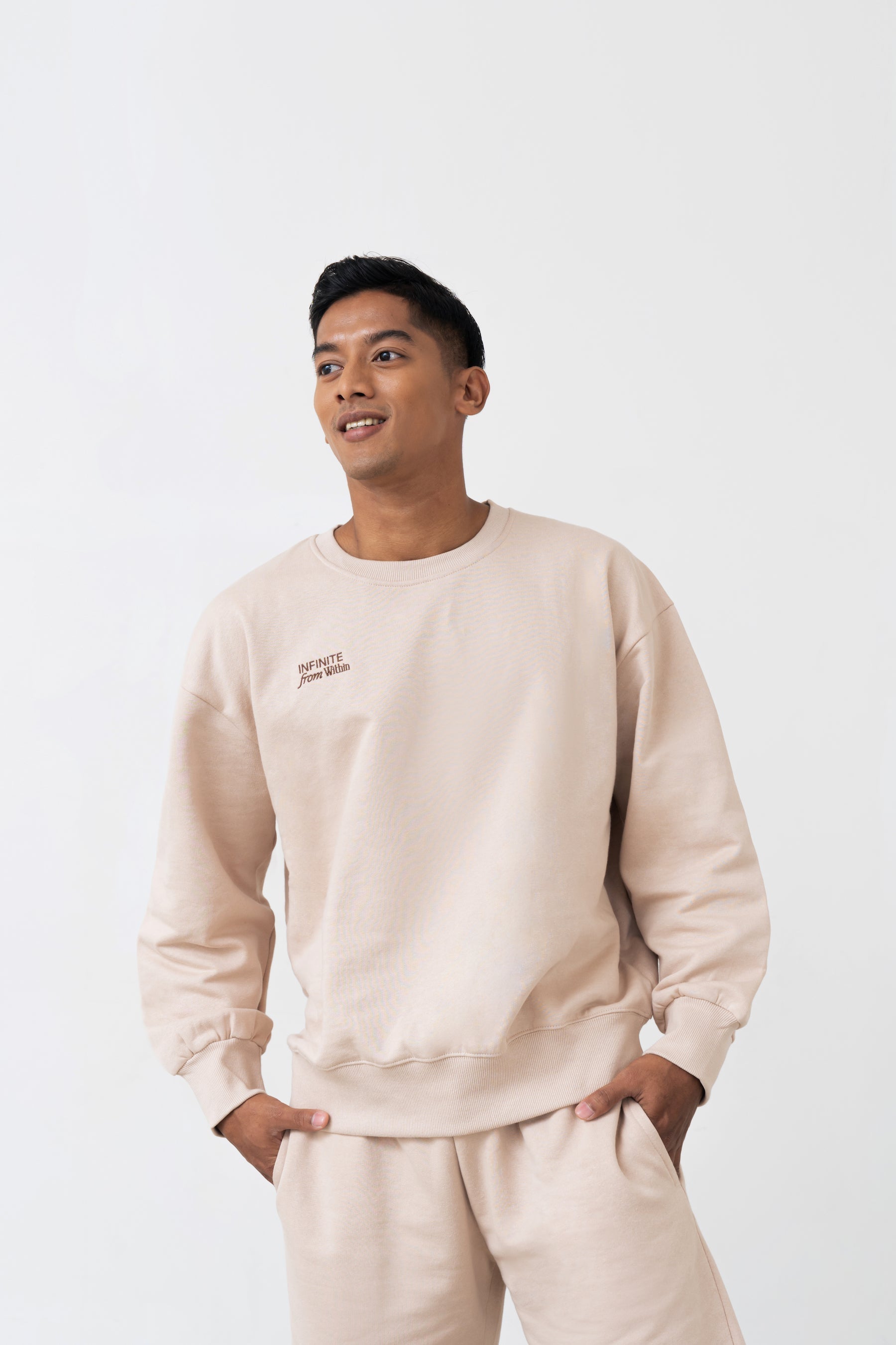 Infinite Crew Neck Sweater in Latte (Unisex)
