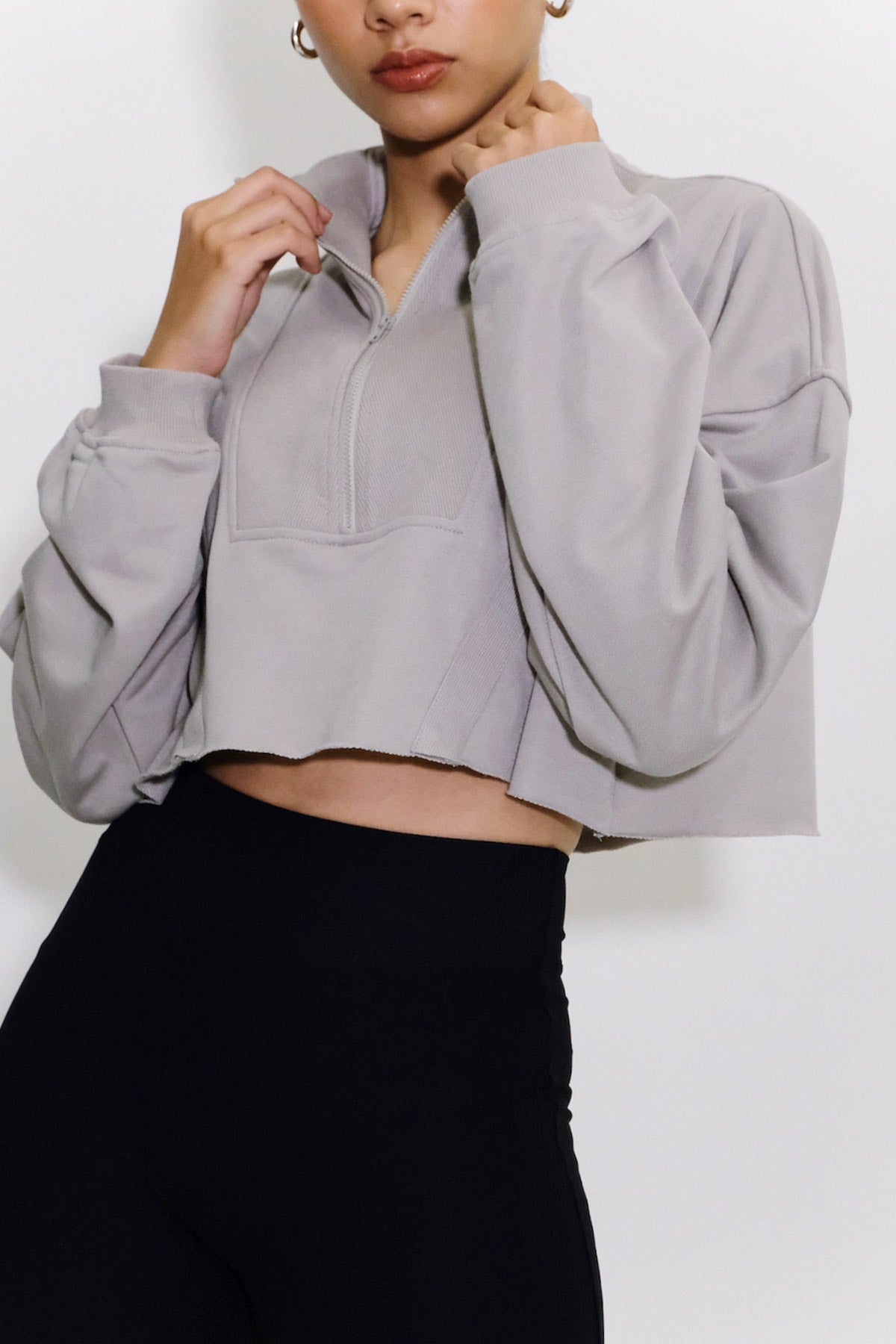 Snug Cropped Pullover in Gray (1 L Left)