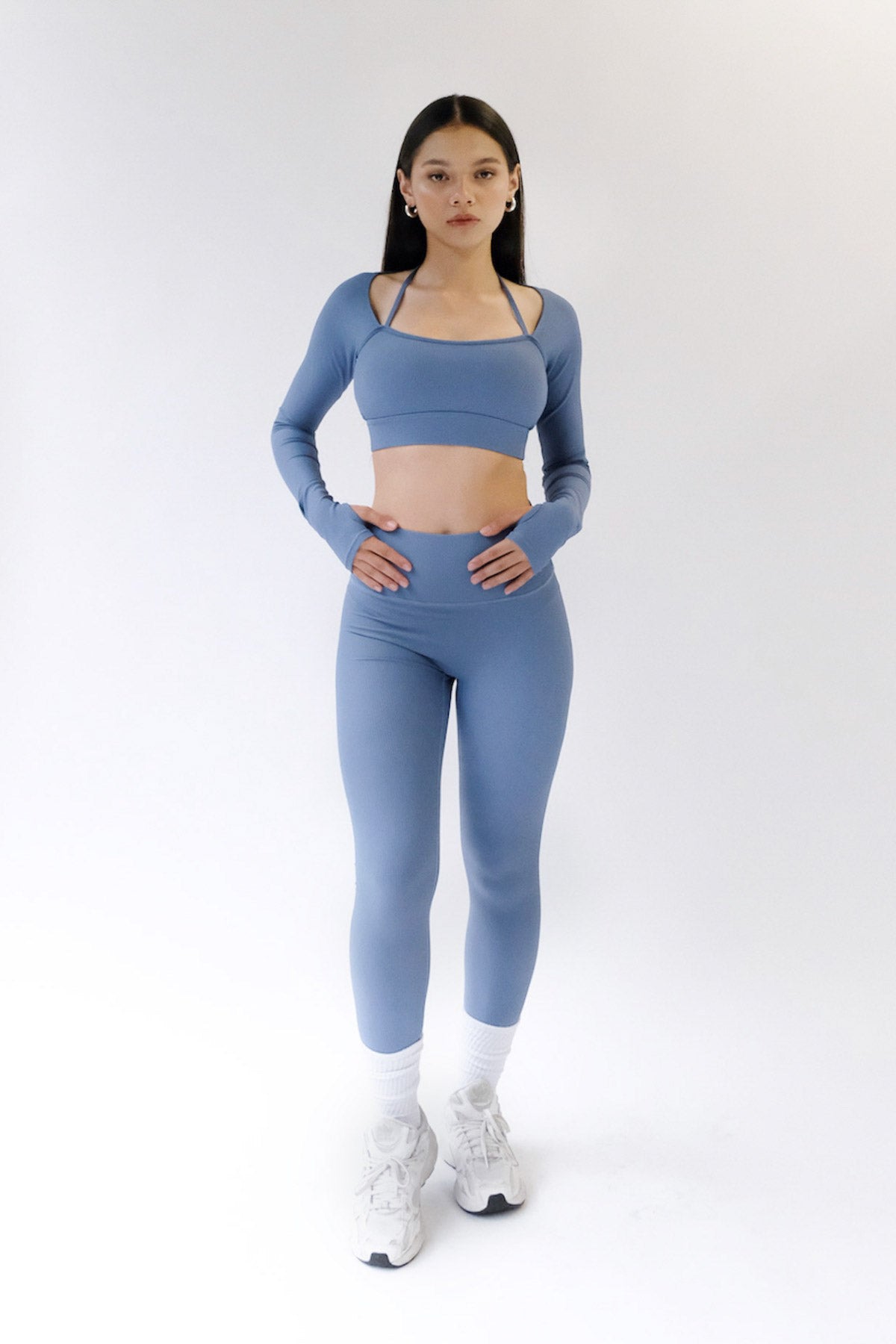 Flair Long Sleeve Crop Top in Blue (BESTSELLER) (2 L LEFT)